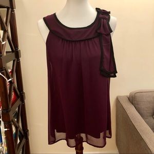 Beautiful purple blouse with bow and keyhole